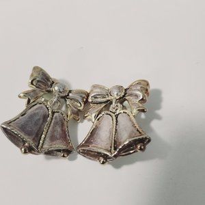 Vintage Christmas's bells clip on earrings silver